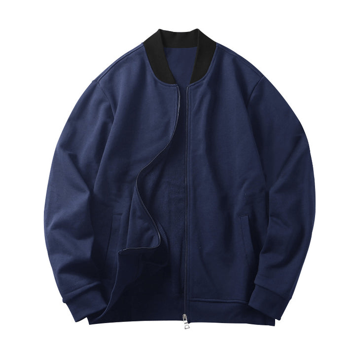 Herren Minimalistische Bomberjacke mit durchgehendem Reißverschluss, geripptem Stehkragen & Eingrifftaschen Drune