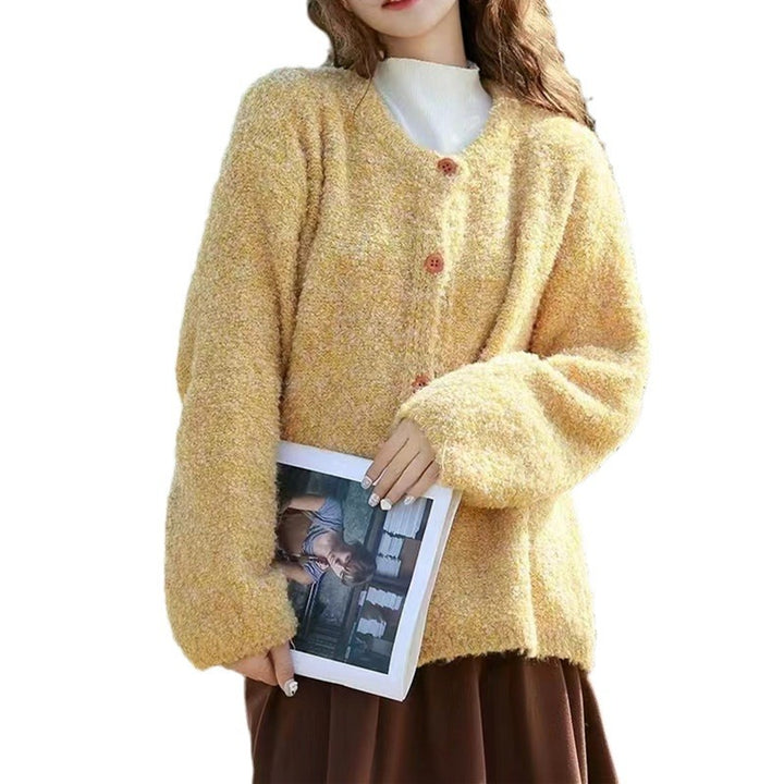 Damen Kuschelige Strickjacke mit Knopfdetails und weitem Schnitt Drune