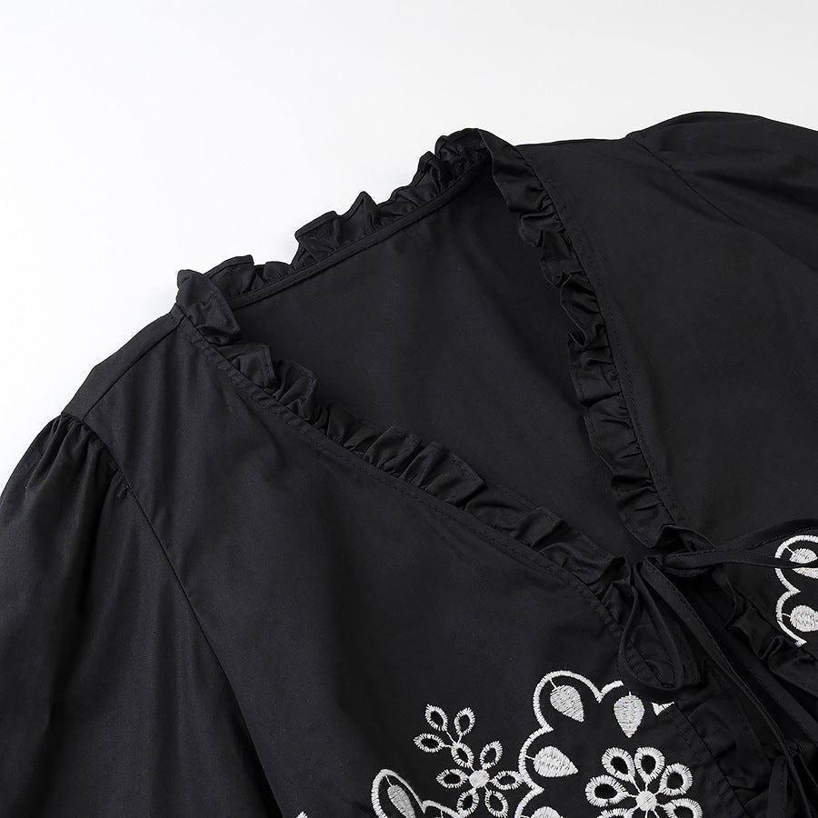 Damen elegante kurzes Bolero mit floralen Stickereien Drune