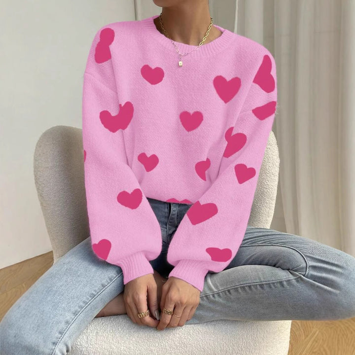 Damen Strickpullover mit auffälligem Herzdesign und lässigem Schnitt Drune