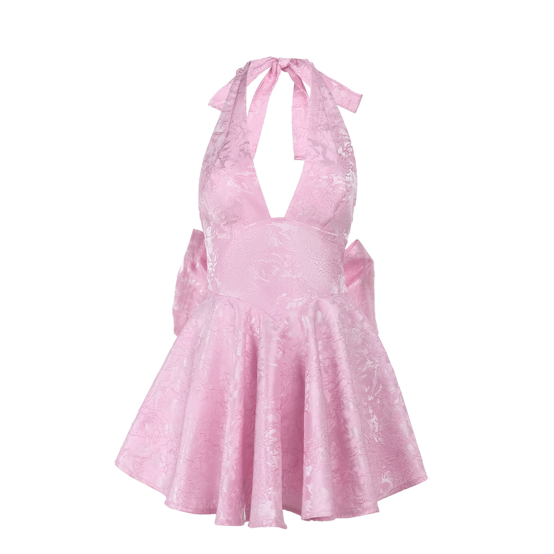Damen Kleid mit tiefem V-Ausschnitt und ausgestelltem Rock Drune