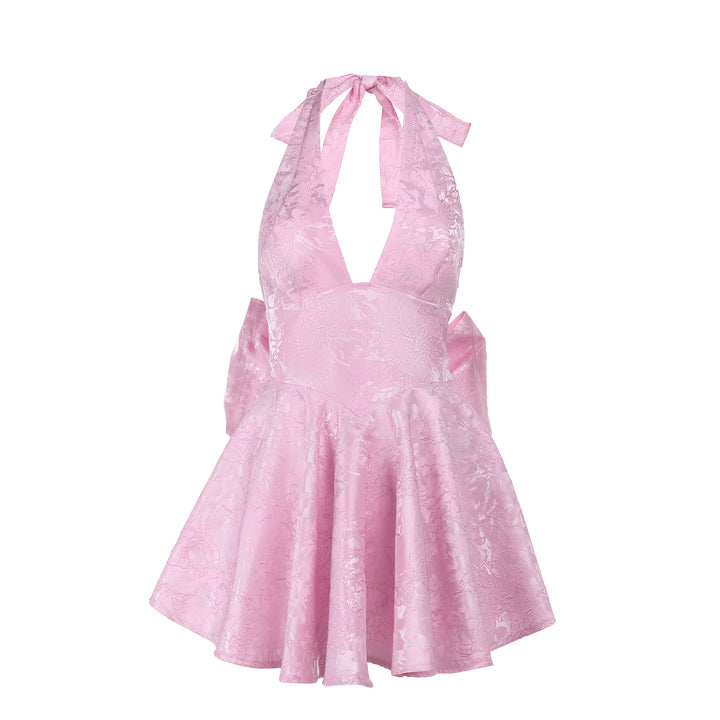 Damen Kleid mit tiefem V-Ausschnitt und ausgestelltem Rock Drune