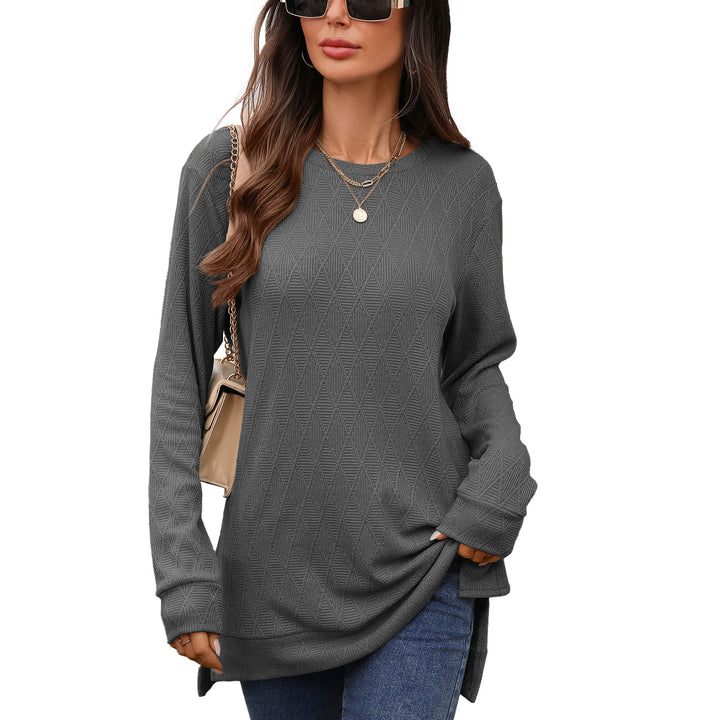 Damen Langarmshirt mit strukturiertem Muster und seitlichen Schlitzen Drune