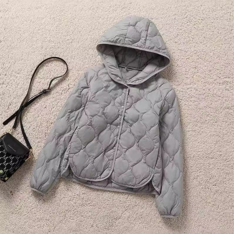 Damen Gefütterte Steppjacke mit Kapuze und kreisförmiger Steppung Drune