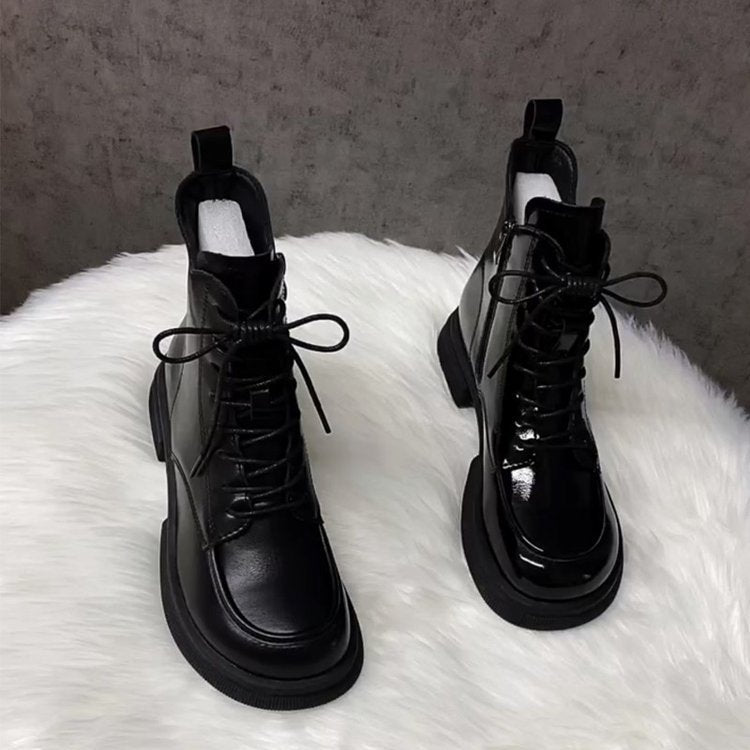 Damen Modische und komfortable Lederstiefeletten Drune