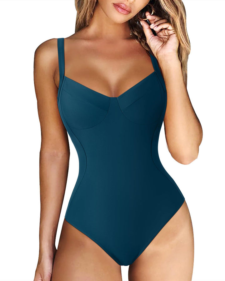 Damen eleganter Badeanzug mit wohltuendem V-Ausschnitt Drune