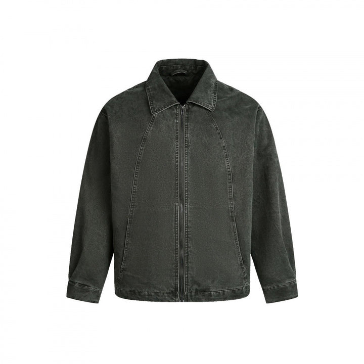 Herren Oversized Canvas-Jacke mit Hemdkragen, Raglannähten und durchgehendem Reißverschluss Drune
