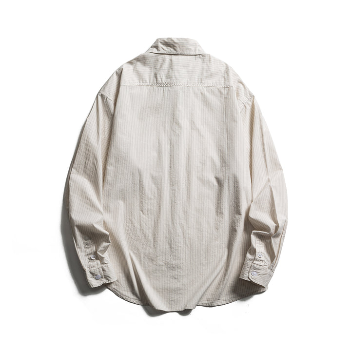 Unisex Lockeres Oversize-Hemd mit Nadelstreifen, Brusttasche und Drop-Shoulder Drune