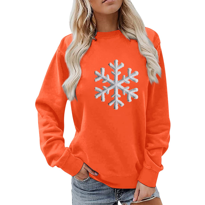 Damen Sweatshirt mit funkelndem Schneeflockenmotiv und lässigem Schnitt Drune