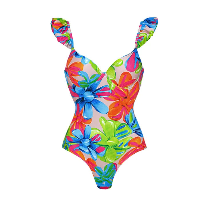Damen Einteiler Badeanzug mit floralem Cut-Out Design Drune