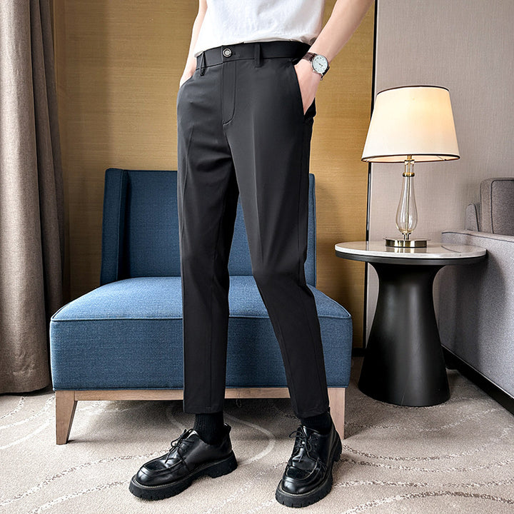 Herren elegante Slim-Fit Hose mit hohem Bund und praktischen Taschen Drune