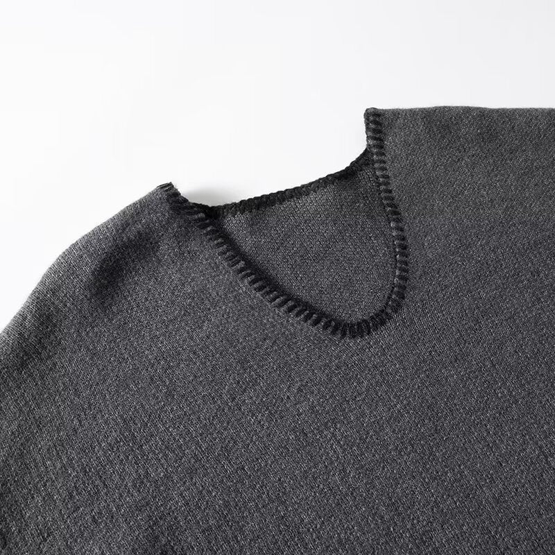 Damen lässiger Strickpullover mit V-Ausschnitt und praktischen Taschen Drune