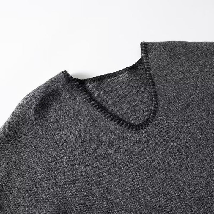 Damen lässiger Strickpullover mit V-Ausschnitt und praktischen Taschen Drune