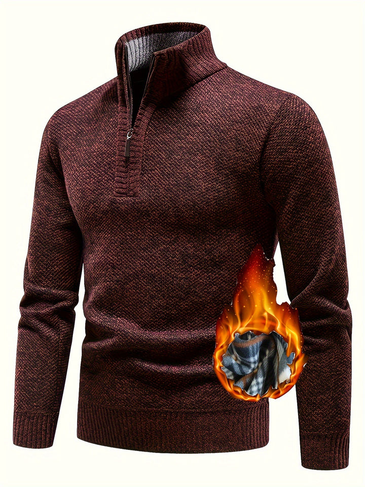 Herren Thermo-Strickpullover mit Stehkragen und Halbzip Drune