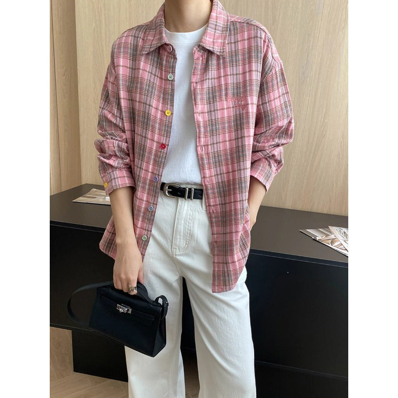 Damen kariertes Oversized-Hemd Drune