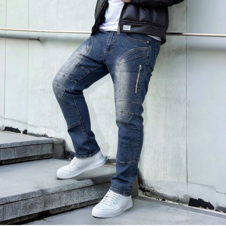 Herren Modische Cargo-Jeans mit Reißverschluss Drune