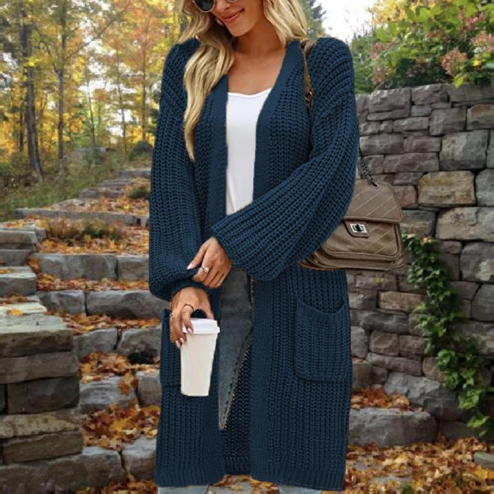 Damen modische Strickjacke mit weit geschnittenen Ärmeln und praktischen Taschen Drune
