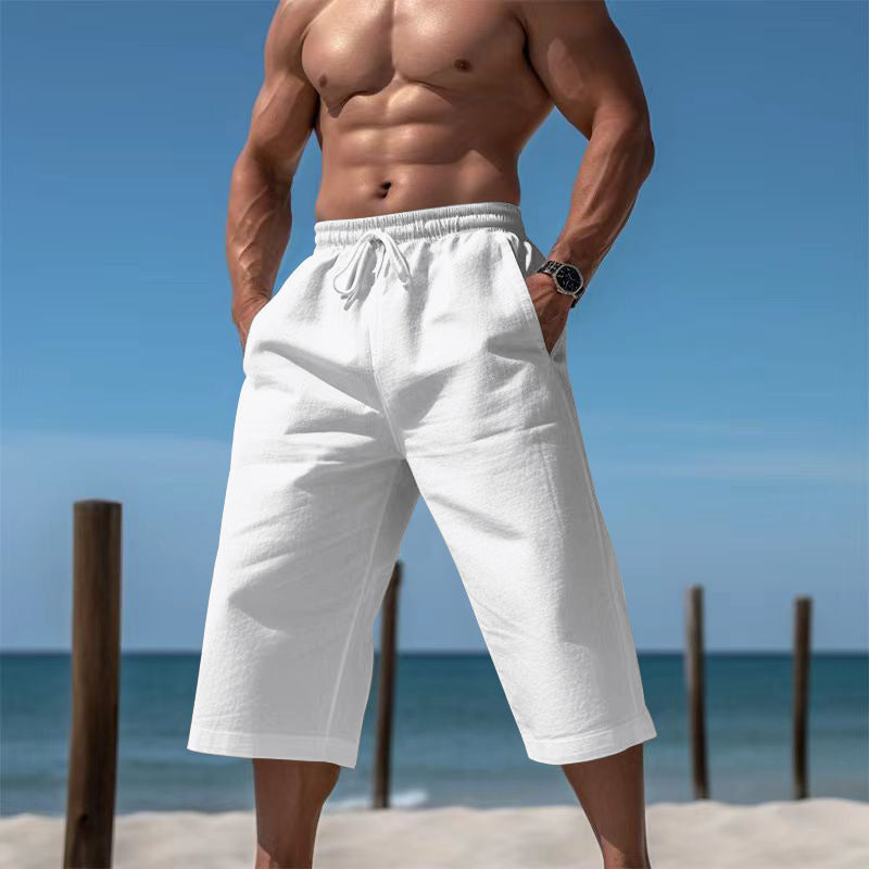 Herren nan lässige knielange Bermuda-Shorts mit elastischem Bund und Tunnelzug Drune
