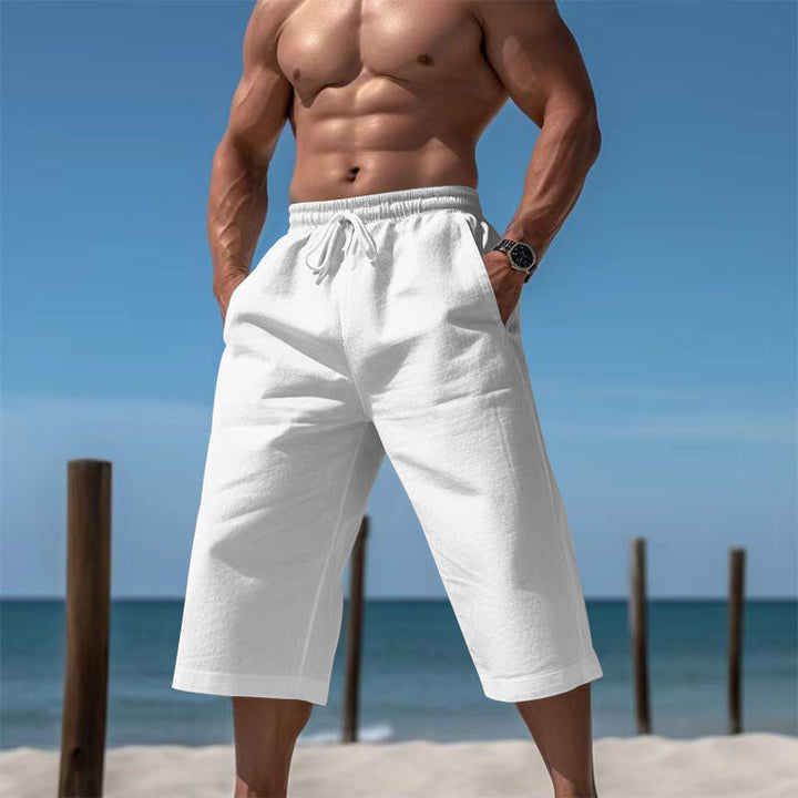 Herren nan lässige knielange Bermuda-Shorts mit elastischem Bund und Tunnelzug Drune