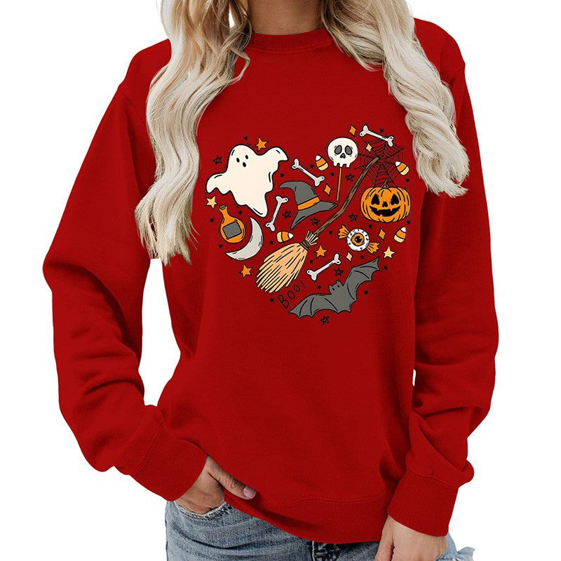 Damen Halloween Sweatshirt mit kreativem Motiv Drune