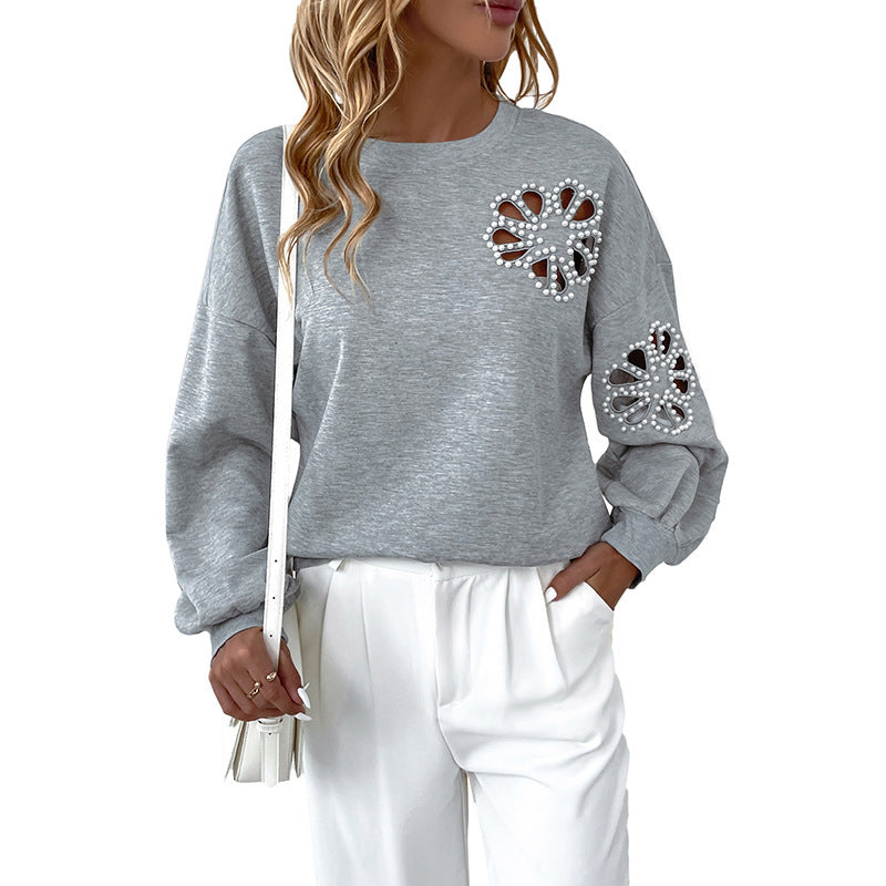 Damen Elegante Pullover mit einzigartigem Perlendesign Drune
