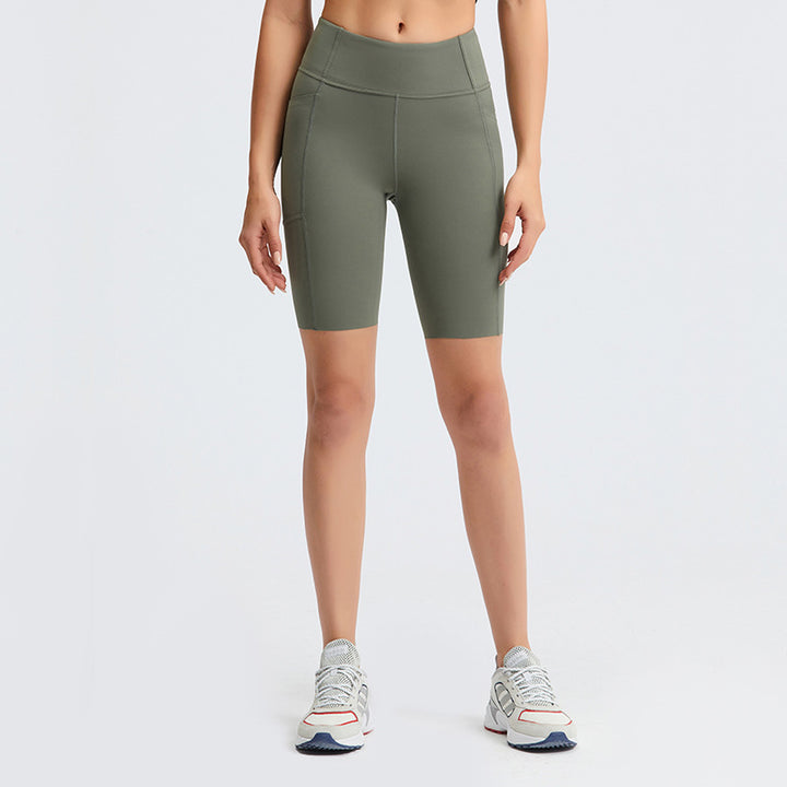 Damen Kompressions-Sportshorts mit hohem Bund und integrierten Seitentaschen Drune