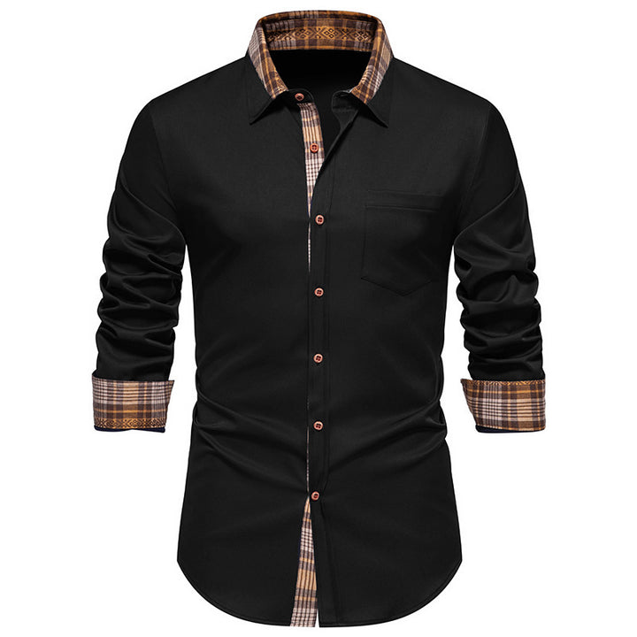 Herren Elegantes Langarmhemd mit Kontrastdetails Drune