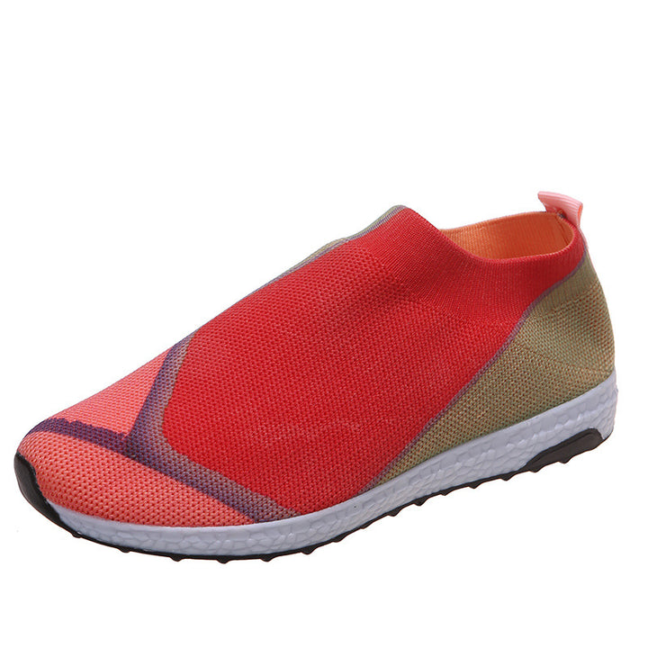 Damen Leichte Strick-Slipper-Sneaker ohne Schnürung mit atmungsaktivem Mesh und gedämpfter Plateausohle Drune