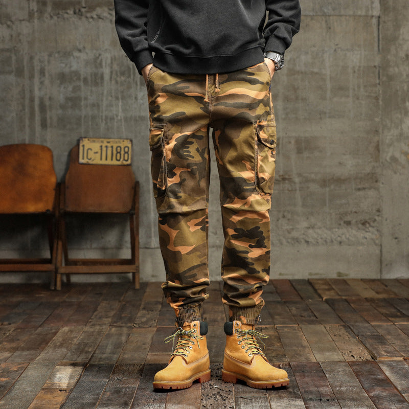 Herren Camouflage Cargo-Jogginghose mit elastischem Bund, Bündchen und Mehrfach-Taschen Drune