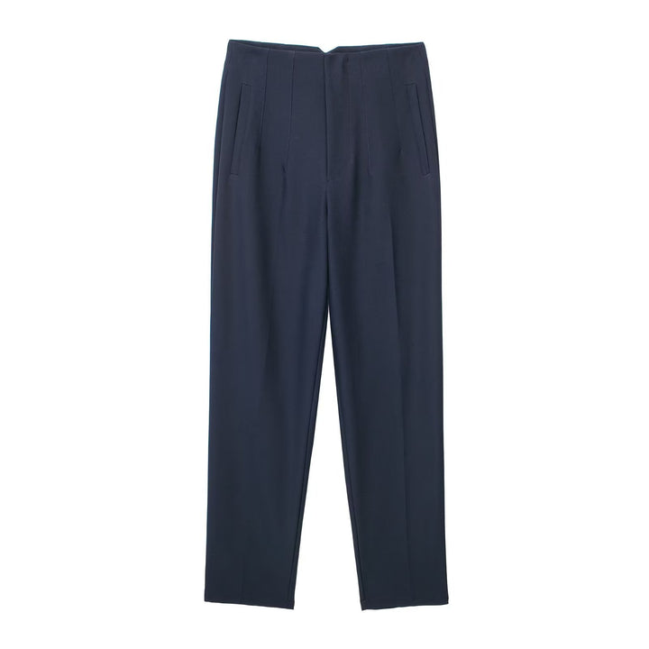 Damen Hochtaillierte tapered Anzughose mit Bügelfalte und Paspeltaschen Drune