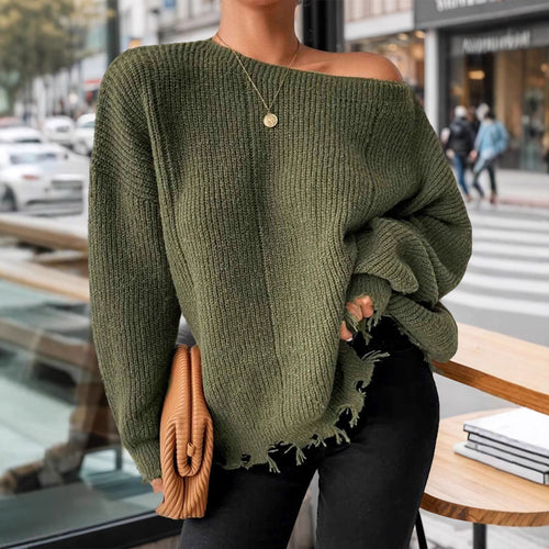 Damen Baumwollpullover mit lässigem Oversized-Schnitt Drune