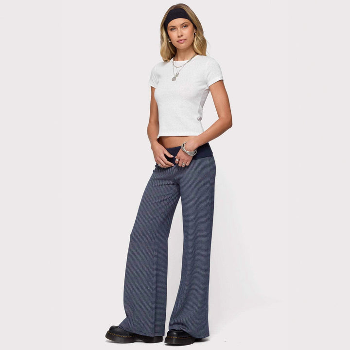 Damen weite Lounge-Hose mit elastischem Bund und maritimem Streifenmuster Drune