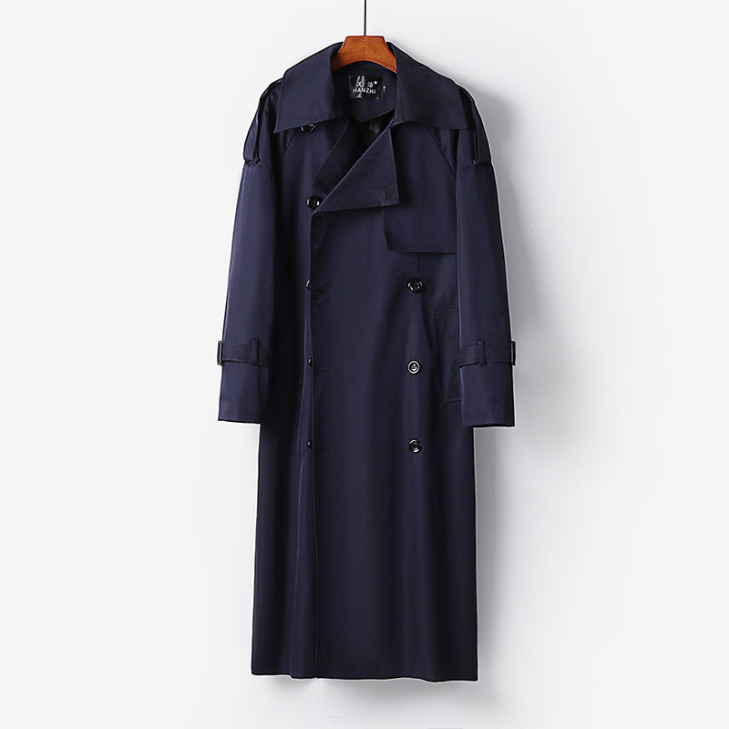 Damen Langer Doppelreihiger Trenchcoat mit Bindegürtel und Epauletten Drune