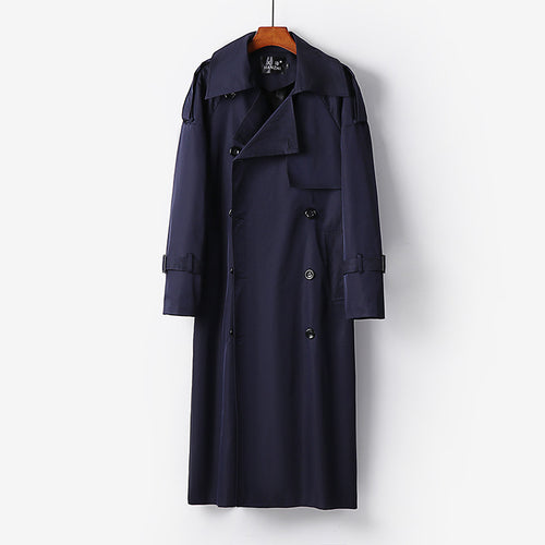 Herren Lang geschnittener Trenchcoat mit doppelter Knopfleiste und Sturmklappe Drune