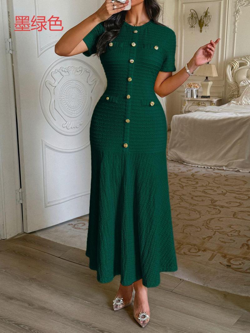 Damen Maxikleid mit eleganten Knopfdetails und strukturiertem Stoff Drune