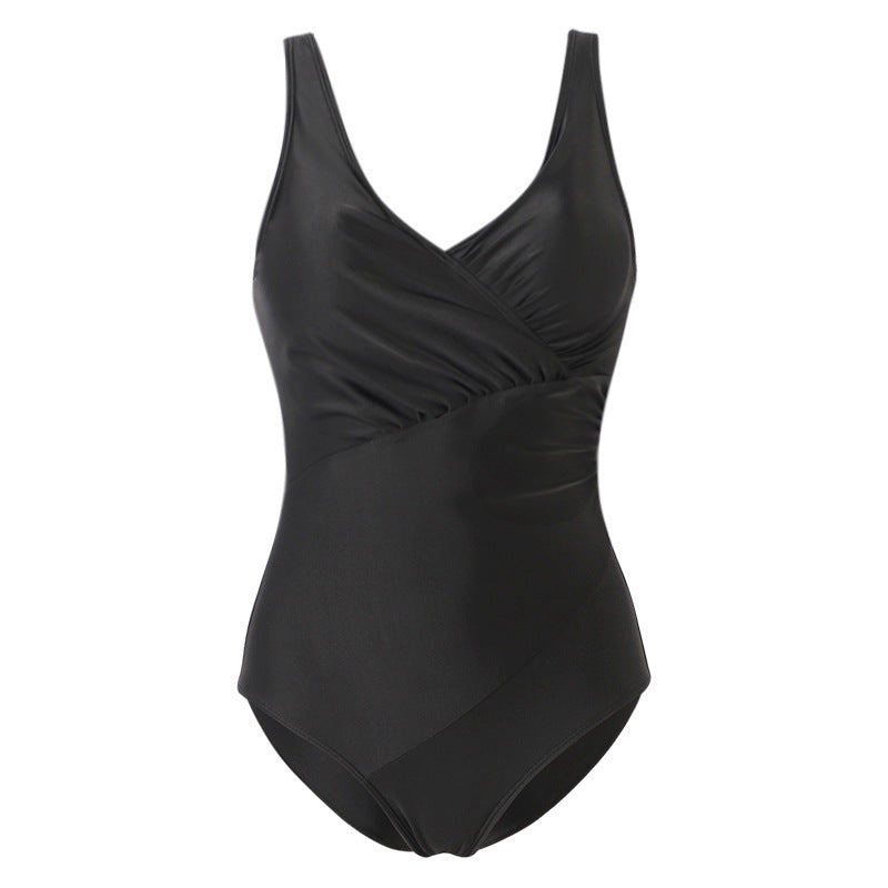 Damen Eleganter Einteiler Badeanzug mit Wickeloptik Drune