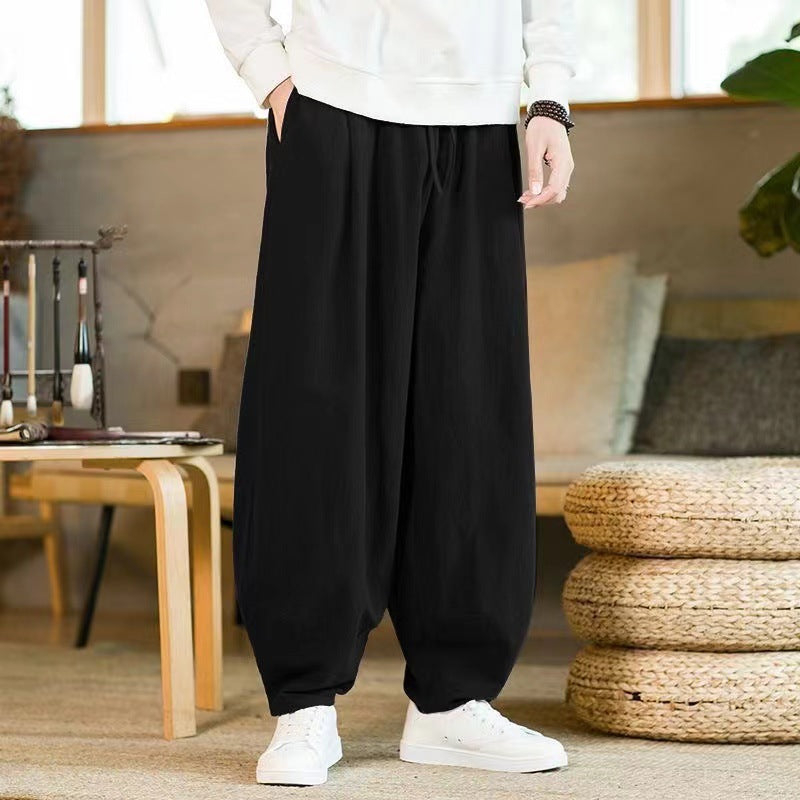 Unisex nan moderner Oversize Harem-Jogger mit tiefem Schritt, Tunnelzug und seitlichen Eingrifftaschen Drune