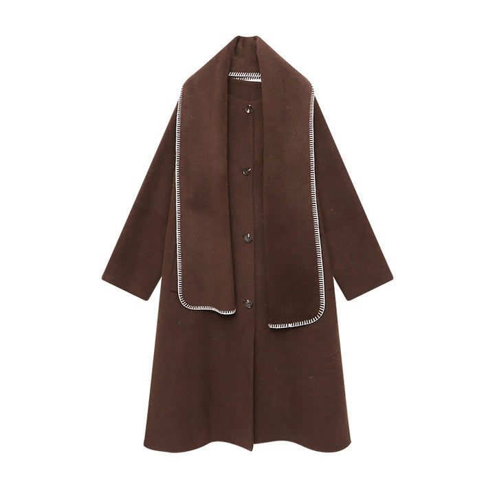 Damen eleganter Oversized-Mantel mit asymmetrischem Kragen und seitlichen Schlitzen Drune