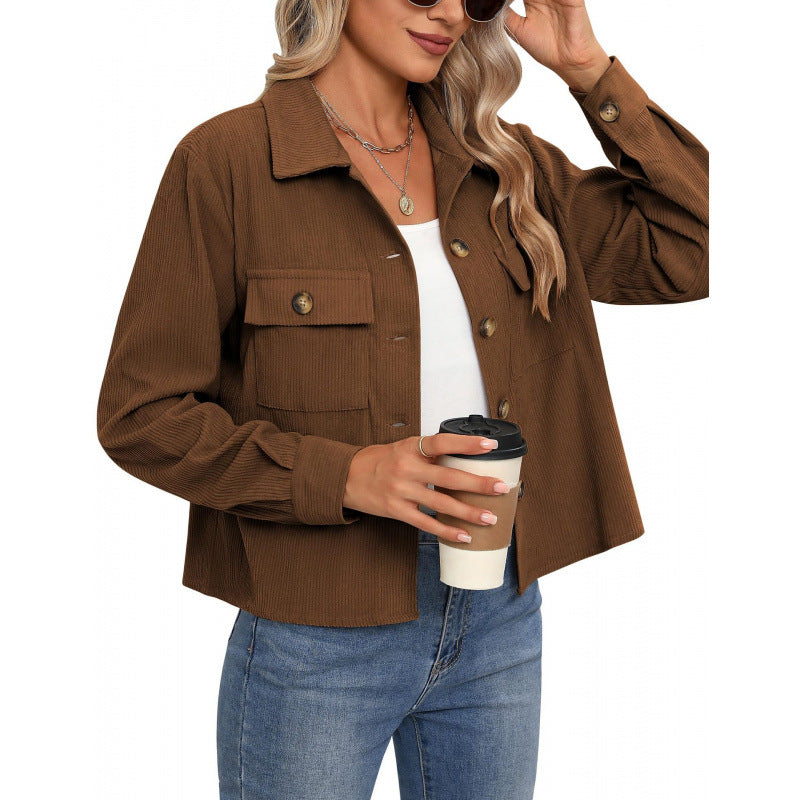 Damen modische Overshirt-Jacke mit strukturiertem Stoff Drune