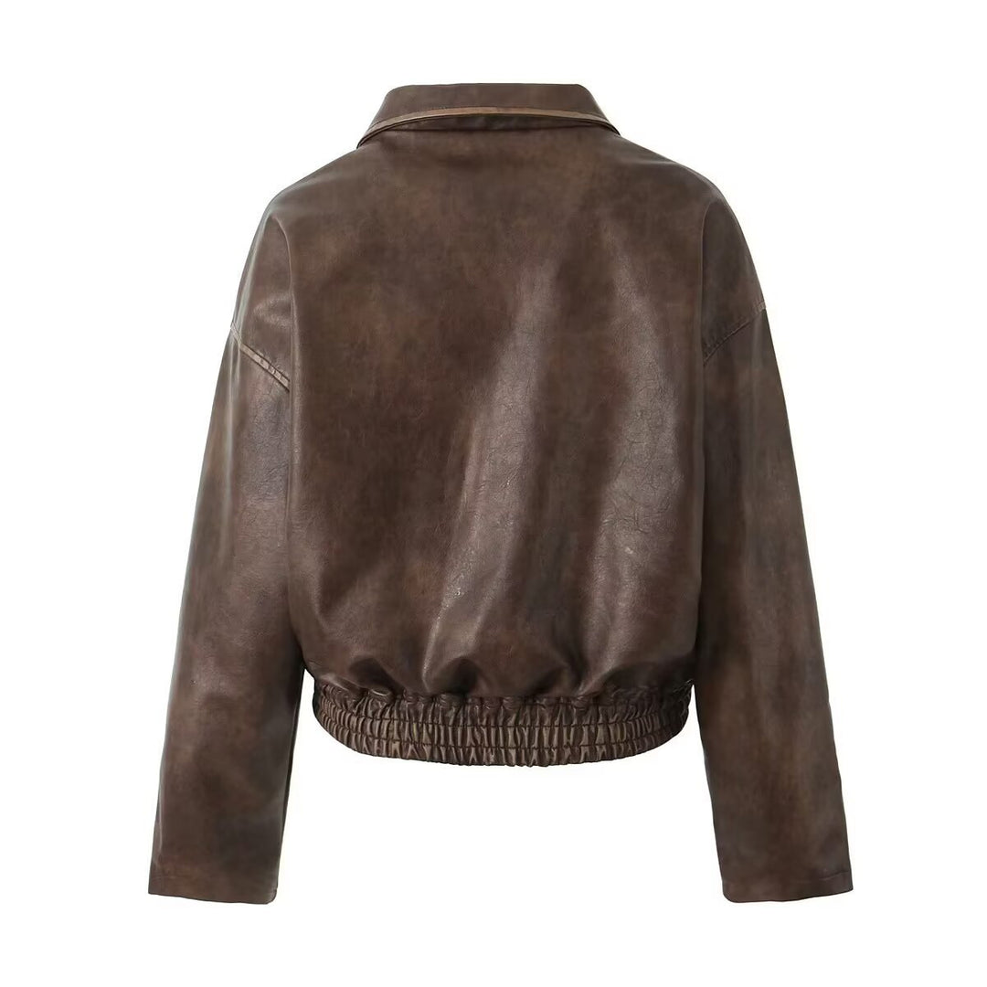 Damen Lederjacke mit modernem Schnitt und praktischen Reißverschlusstaschen Drune