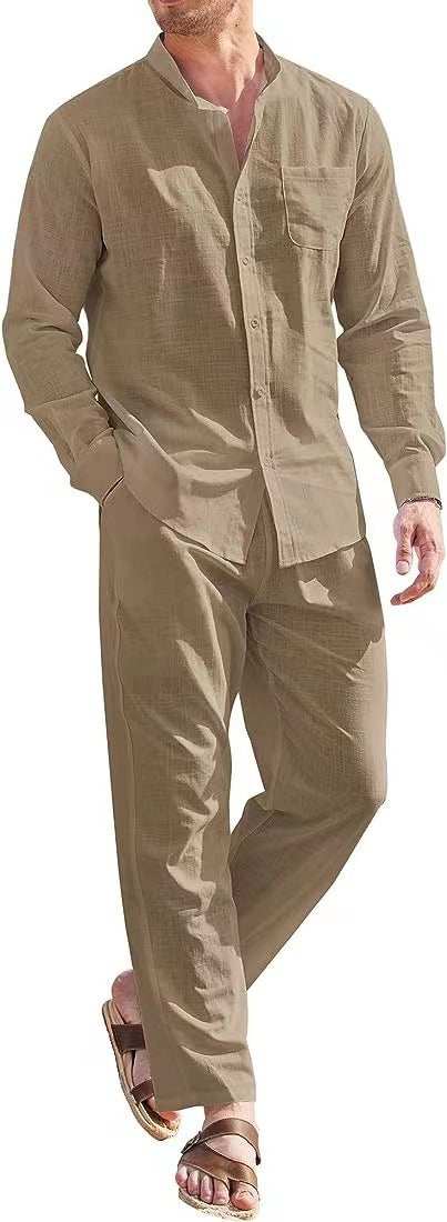 Herren elegantes Langarmhemd mit bequemer Hose Drune
