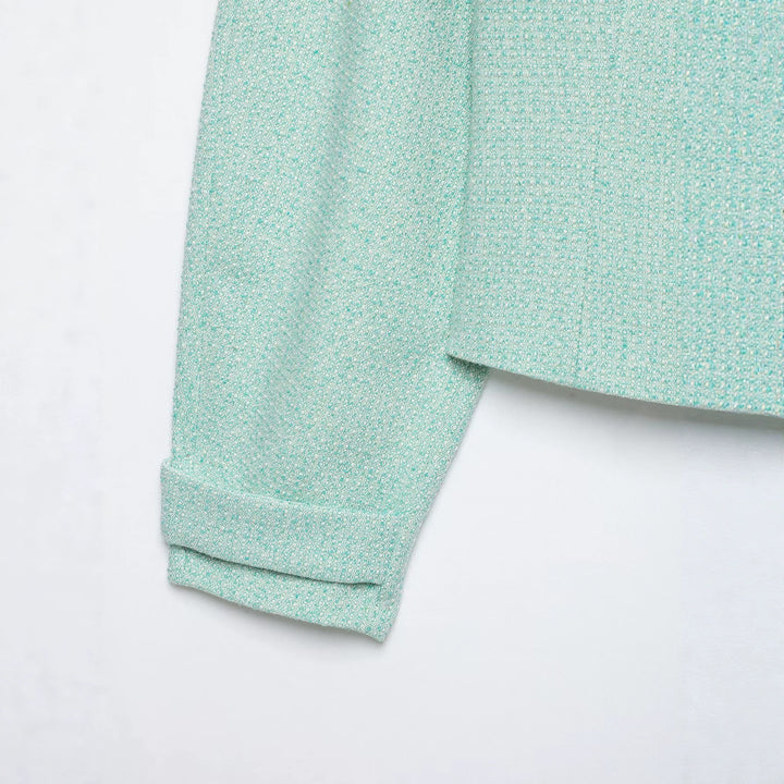 Damen Kurzblouson aus Bouclé mit verdecktem Reißverschluss und Umschlagmanschetten Drune