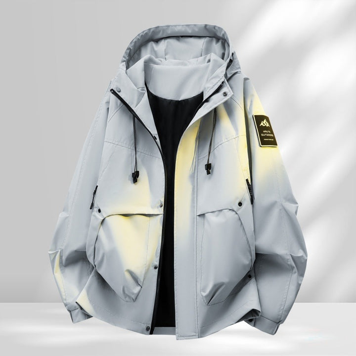 Herren Oversize-Utility-Outdoorjacke mit Kapuze, wattierter Innenlage & Multifunktionstaschen Drune