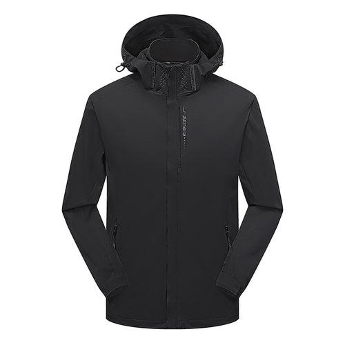 Herren Leichte technische Regenjacke mit Kapuze und dezenter Camouflage‑Textur Drune