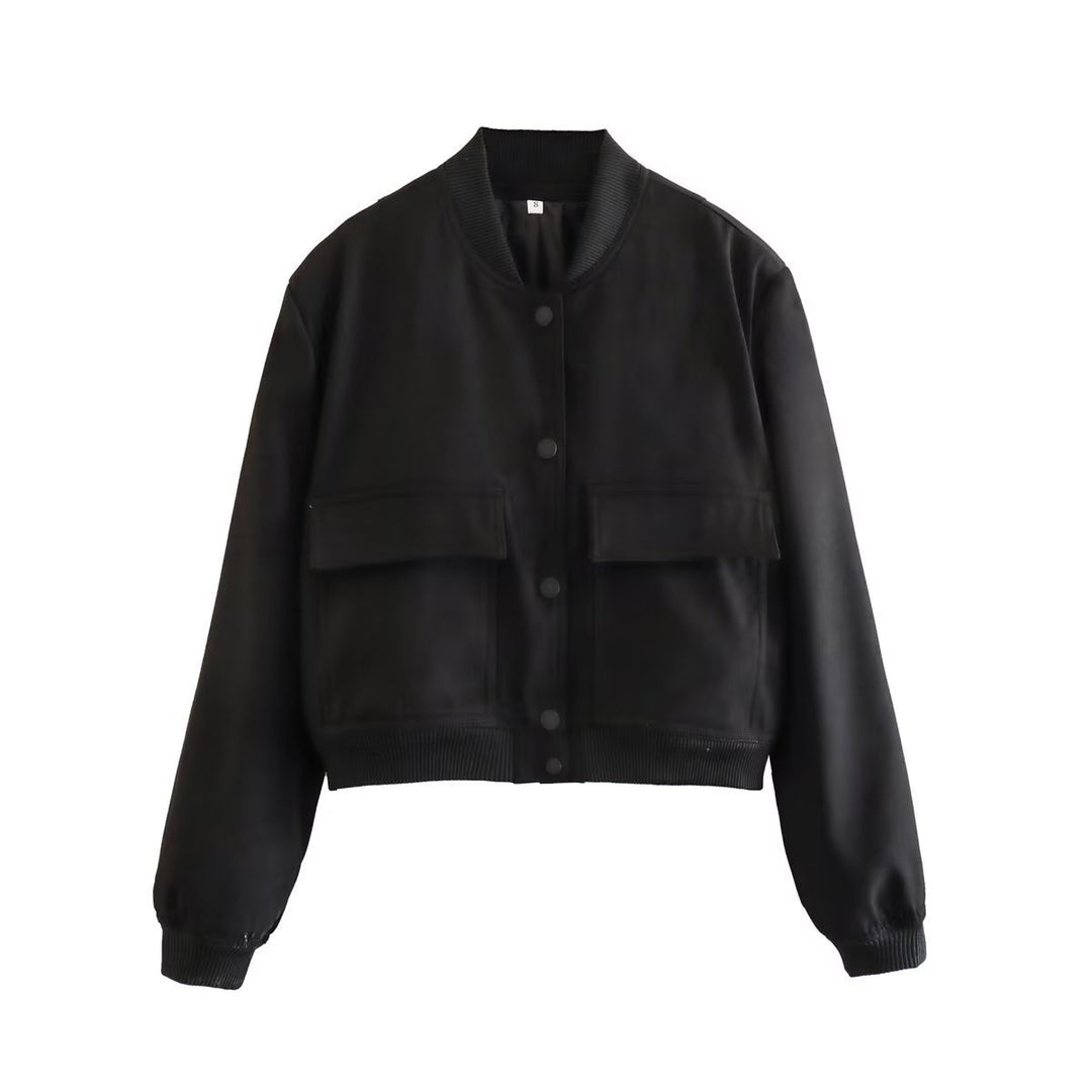 Damen Kurzblouson im Utility‑Stil mit Klappentaschen und Rippbündchen Drune