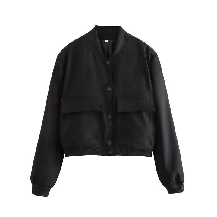 Damen Kurzblouson im Utility‑Stil mit Klappentaschen und Rippbündchen Drune