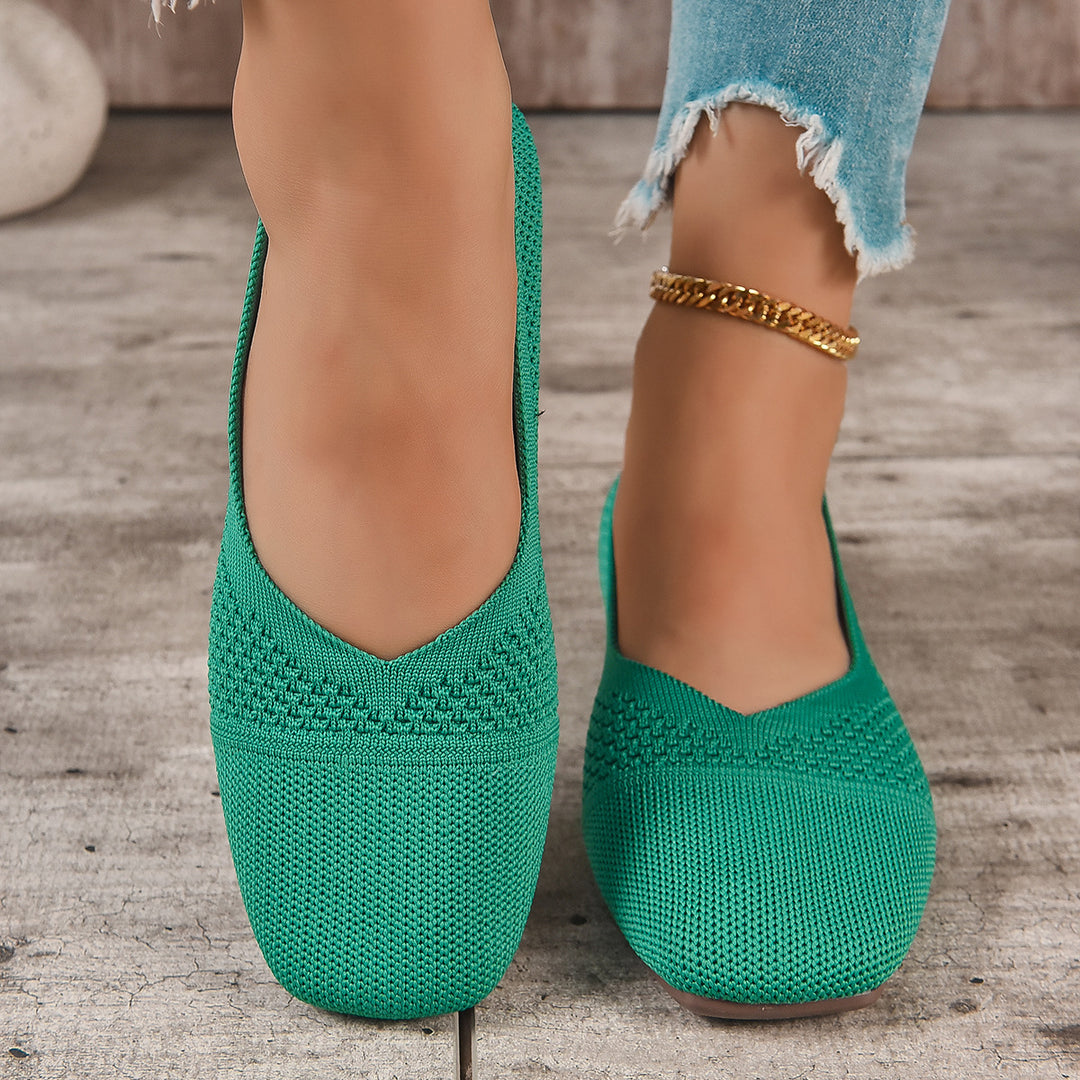 Damen atmungsaktive Ballerinas mit elegantem Lochmuster und rutschfester Sohle Drune