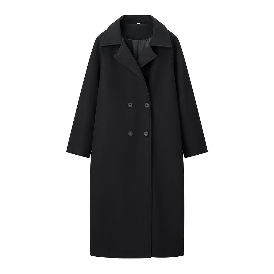 Damen Doppelreihiger Oversize-Wollmix-Mantel mit fallendem Revers und langer Silhouette Drune