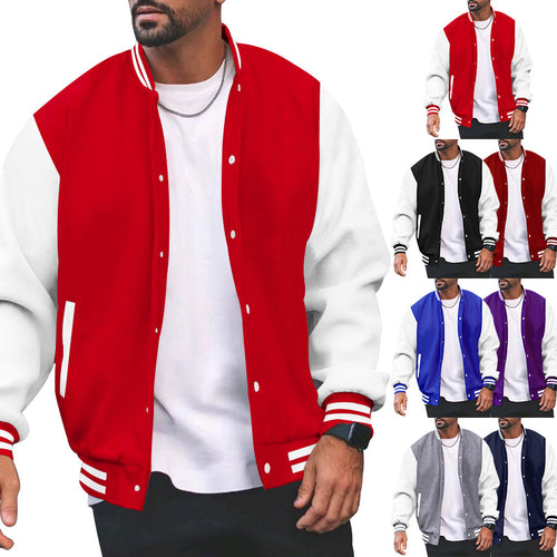 Herren sportliche Collegejacke mit traditionellem Schnitt und kontrastierenden Ärmeln Drune