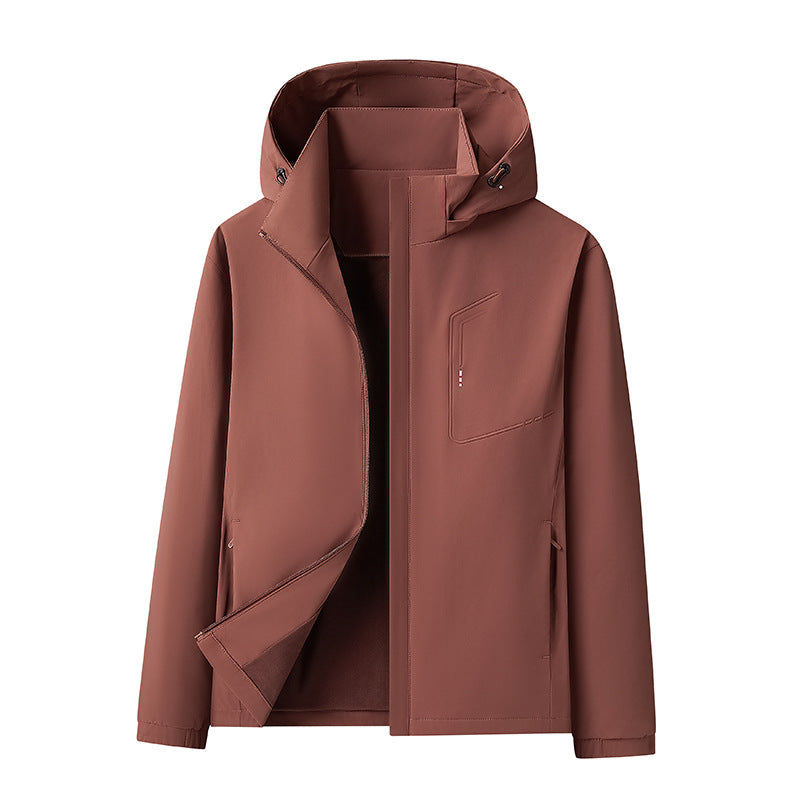 Herren Wasserabweisende Softshell-Jacke mit Kapuze nahtminimaler Optik & Brusttasche Drune